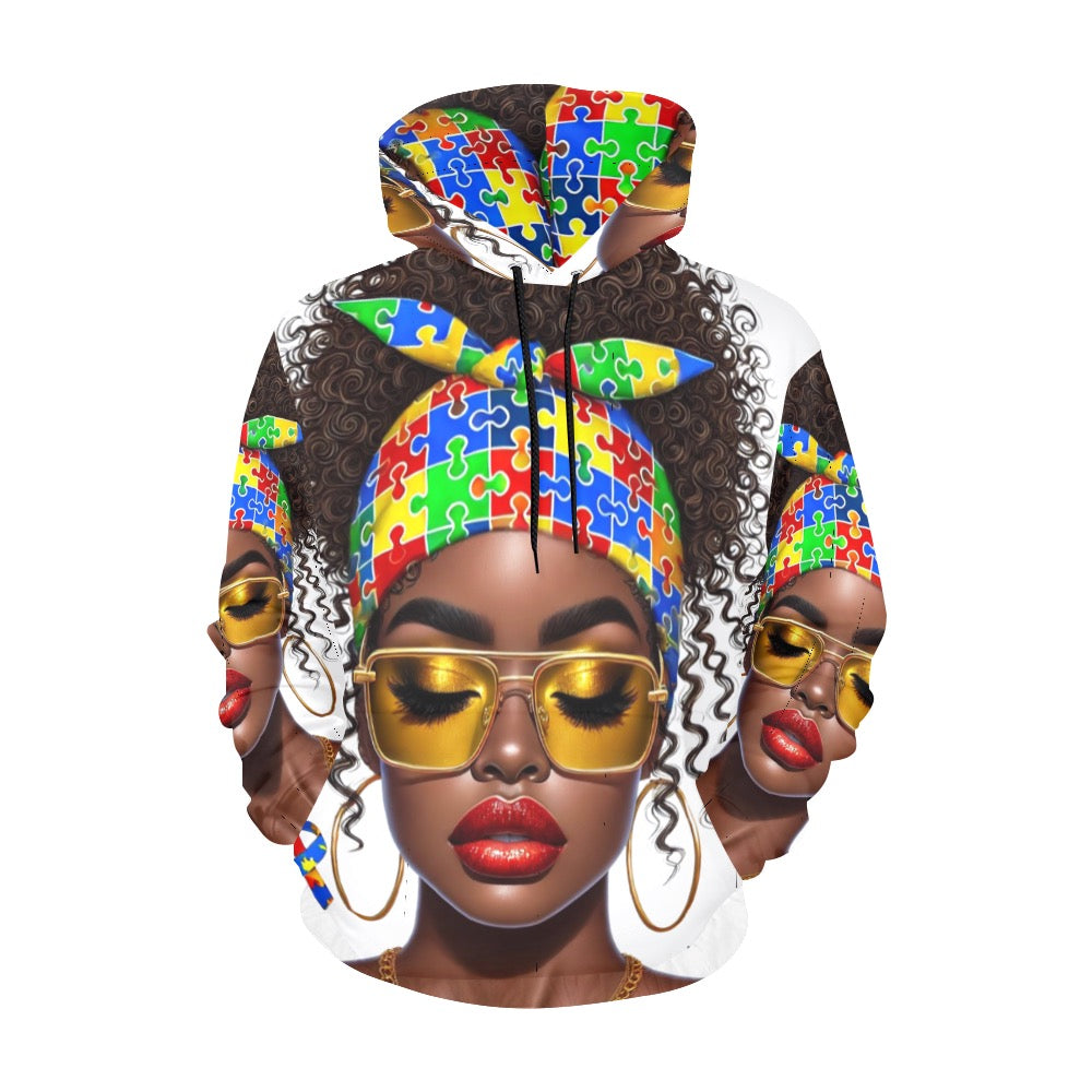 Austism All Over Sweatshirt All Over Print Hoodie for Women (USA Size) (Model H13)