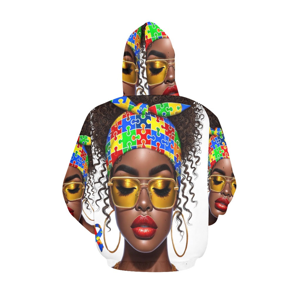 Austism All Over Sweatshirt All Over Print Hoodie for Women (USA Size) (Model H13)