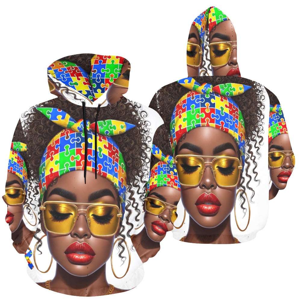Austism All Over Sweatshirt All Over Print Hoodie for Women (USA Size) (Model H13)